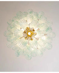 Gold Floral Bell Shaped Glass Chandelier Pendant Light