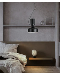 Matte Black Dome Pendant Light with Contrasting Cord