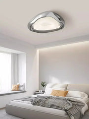 Chrome Wave Flowing Organic Shape Flush Mount Ceiling Light Fixture