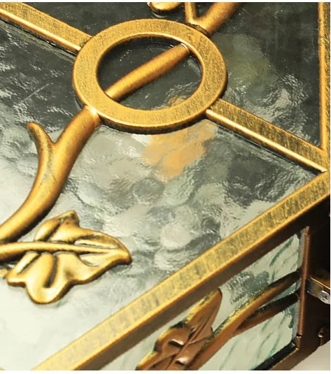 Decorative glass panel with gold leaf and geometric design