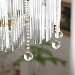 Gold Crystal Chandelier Pendant Light with Cascade Glass Rods & Beads