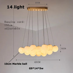 Gold Marble Bubble Cluster Pendant Light Fixture with Suspended Globes