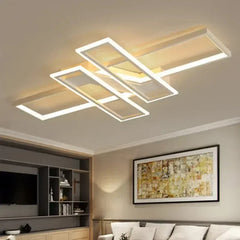 Modern Black Geometric Rectangular Flush Mount Ceiling Light Fixture