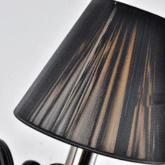 Black Crystal Wall Sconce with Black Fabric Shades and Dangles