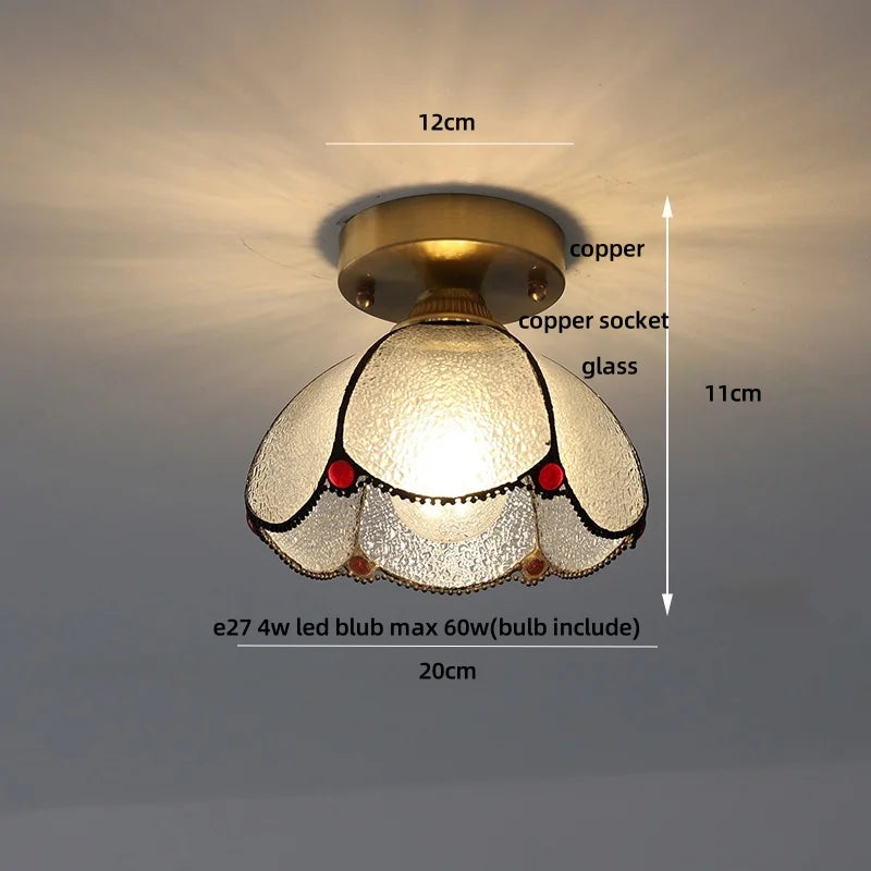 Ceiling light fixture with measurements on a neutral background