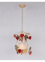 Gold Floral Pendant Light with Rose Accents