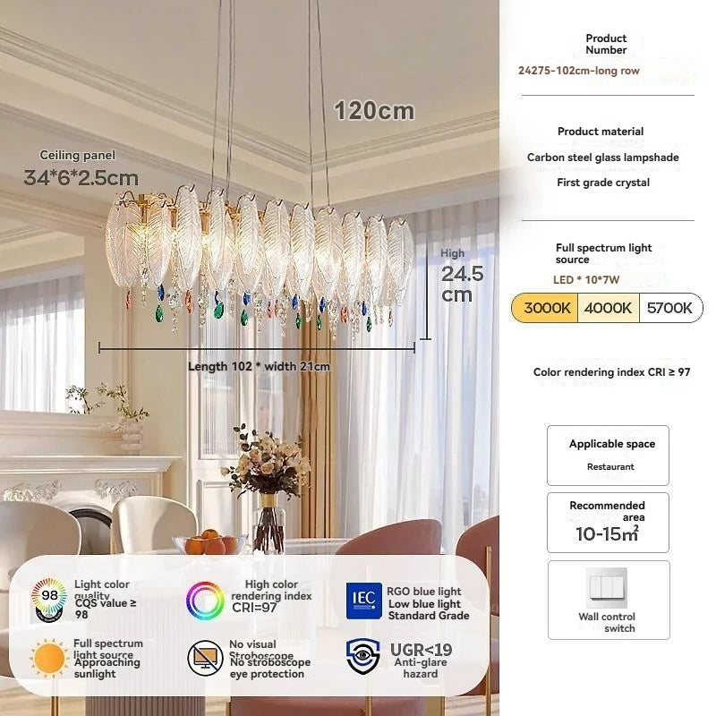 Chandelier with dimensions and specifications displayed on a white background