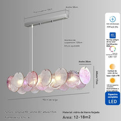 Pink Round Crystal Chandelier Semi-Flush Ceiling Light