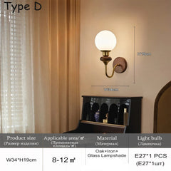 Wall-mounted light fixture with dimensions and product details on a beige wall.