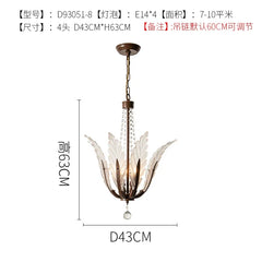 Bronze Floral Leaf Crystal Chandelier Light Fixture