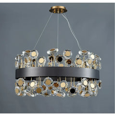 Gold Crystal Floral Chandelier Pendant Light with Mirror Accents