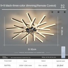 Modern ceiling light fixture with remote control on a gray background