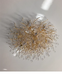 Gold Crystal Cascade Chandelier Surface Mount Light
