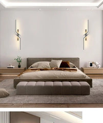 Modern Geometric LED Wall Sconce with Black Finish and Gold Accents