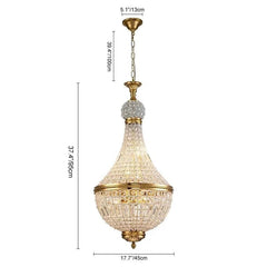 Chandelier with dimensions on a white background