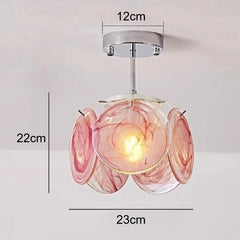 Artistic Swirl Glass Petal Pendant Light Fixture with Chrome Base