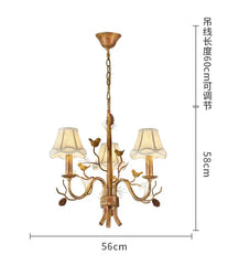 Gold Floral Bird Pine Cone Chandelier with Bell Shades