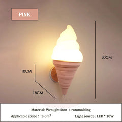 Playful Ice Cream Cone Wall Sconce, Whimsical Kids Room Lighting