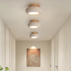 Yellow Travertine Natural Stone Flush Mount Light