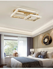 Gold Crystal Geometric Flush Mount Ceiling Light