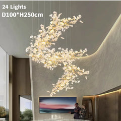 Large decorative chandelier with 24 lights in a modern interior setting.