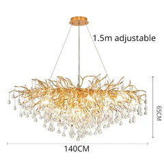 Gold Crystal Cascade Chandelier Surface Mount Light
