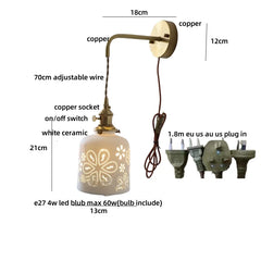 Measurement chart of a decorative lamp with labeled parts and dimensions.