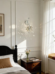 Chrome Flower Sconce with Faceted Crystal Accents and Sparkle Effect
