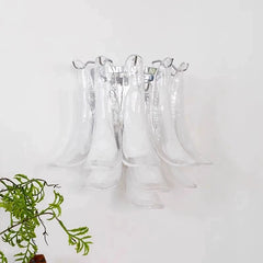 Chrome Finish Petal Glass Sconce with Pink Frosted Bell Shades