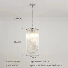 Gold Chain Pendant Light with Clear U-Shaped Glass Tubes
