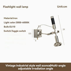 Adjustable Brass Wall Sconce with Walnut Base and Black Arm