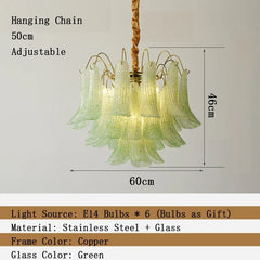 Gold Floral Bell Shaped Glass Chandelier Pendant Light