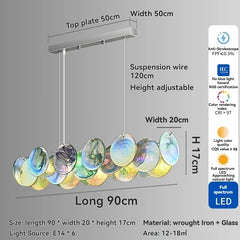 Iridescent Glass Disc Cascade Chandelier with Chrome Frame