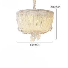Crystal Beaded Waterfall Chandelier with Butterfly Accents