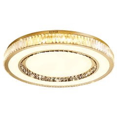 Gold circular ceiling light fixture on a white background