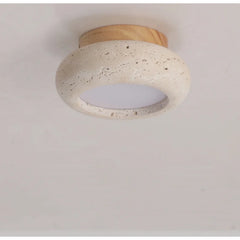 Yellow Travertine Natural Stone Flush Mount Light