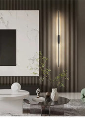 Modern Black Linear LED Wall Sconce with Up/Downlight, Aluminum