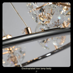 Gold Crystal Orb Linear Pendant Light with Oval Frame