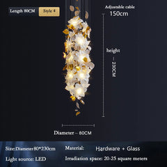 Gold Petal & White Flower Chandelier with Cascading Design