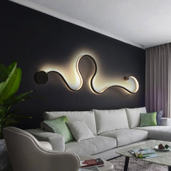 Modern Black Wave LED Sconce Light Fixture - Artistic Wall Lighting