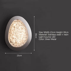Gold Oval Frame Textured Resin Egg Sconce Wall Light with Warm Glow