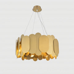 Gold Oval Link Modern Pendant Light Fixture Brushed Brass Finish