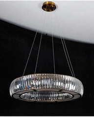 Modern Crystal Ring Pendant Light with Gold Finish Metal Frame