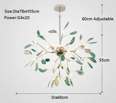 Gold Branch Sputnik Chandelier with Blue Agate Slices