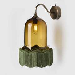 Brass Bell Shade Wall Sconce with Tassel Accent Lighting