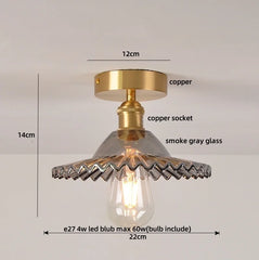 Ceiling light fixture with measurements and details on a neutral background