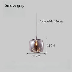 Smoked Gray Amber Clear Crystal Ball Pendant Light