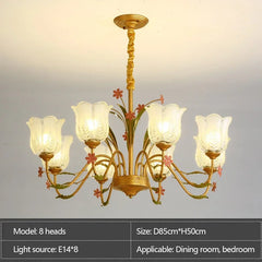 Gold Floral Ceramic Chandelier Hanging Pendant Light