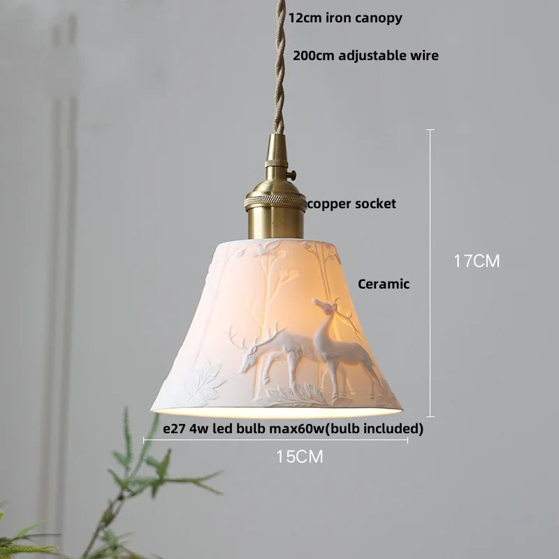Decorative pendant light with measurements and specifications on a gray background