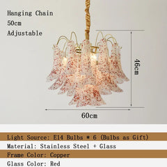 Gold Floral Bell Shaped Glass Chandelier Pendant Light